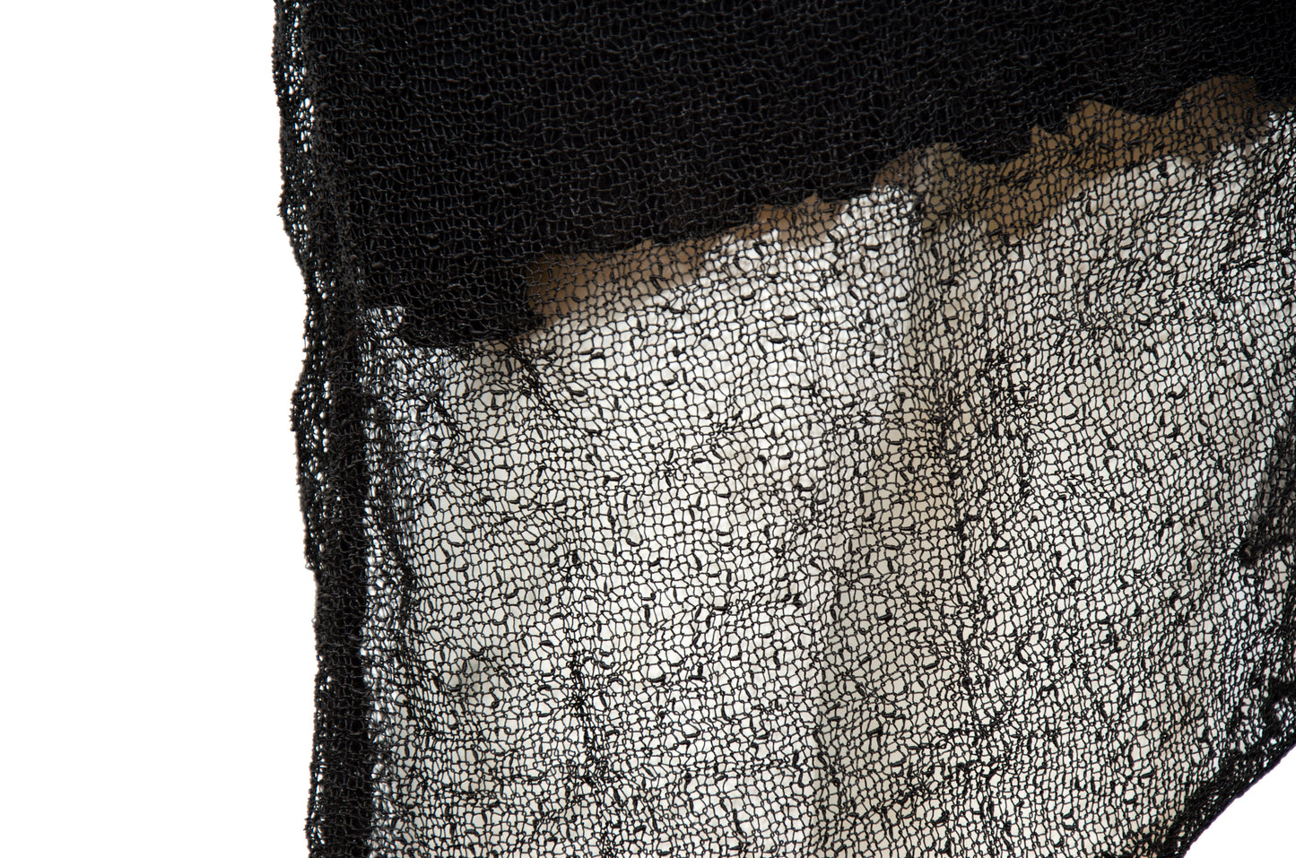 Vintage Sarah Pacini open fishnet knit cowl neck asymmetrical sleeveless dress