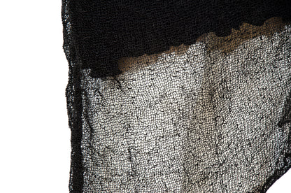 Vintage Sarah Pacini open fishnet knit cowl neck asymmetrical sleeveless dress