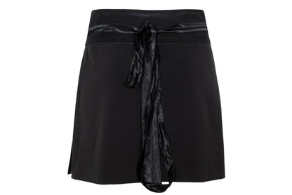 F/W 2001 Simultaneous black mini wrap skirt with pleated satin cummerbund waistband