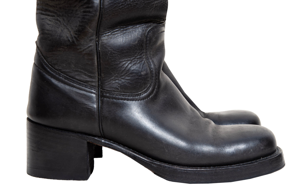 Vintage black leather Sancho Campus boots - Women's size 39