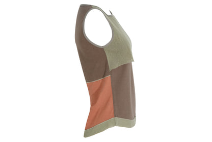 2000s Cop Copine cotton tank top with mesh overlays and abstract photo print