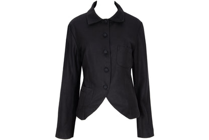 Vintage 100% wool black tailored avant garde jacket with multi buttons front closure