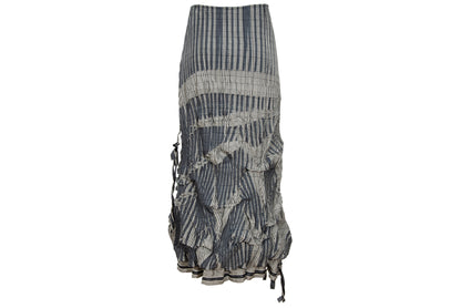 2000s permanent pleats plaid deconstructed avant garde skirt - Vintage French brand - Made in France