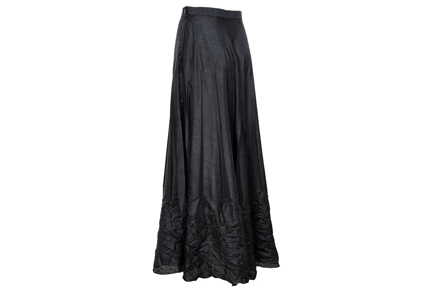 Vintage 1990s French designer black permanent pleats maxi skirt - Made in France