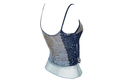 90s sheer mesh camisole - Italian designer sleeveless printed mesh top - Made in Italy