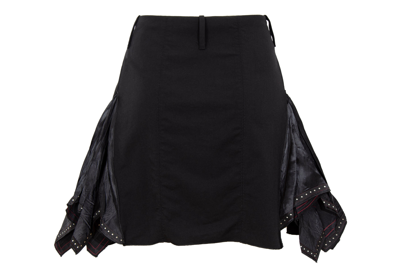 2000s Marithé + François Girbaud asymmetrical pleats zip front black skirt
