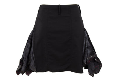 2000s Marithé + François Girbaud asymmetrical pleats zip front black skirt