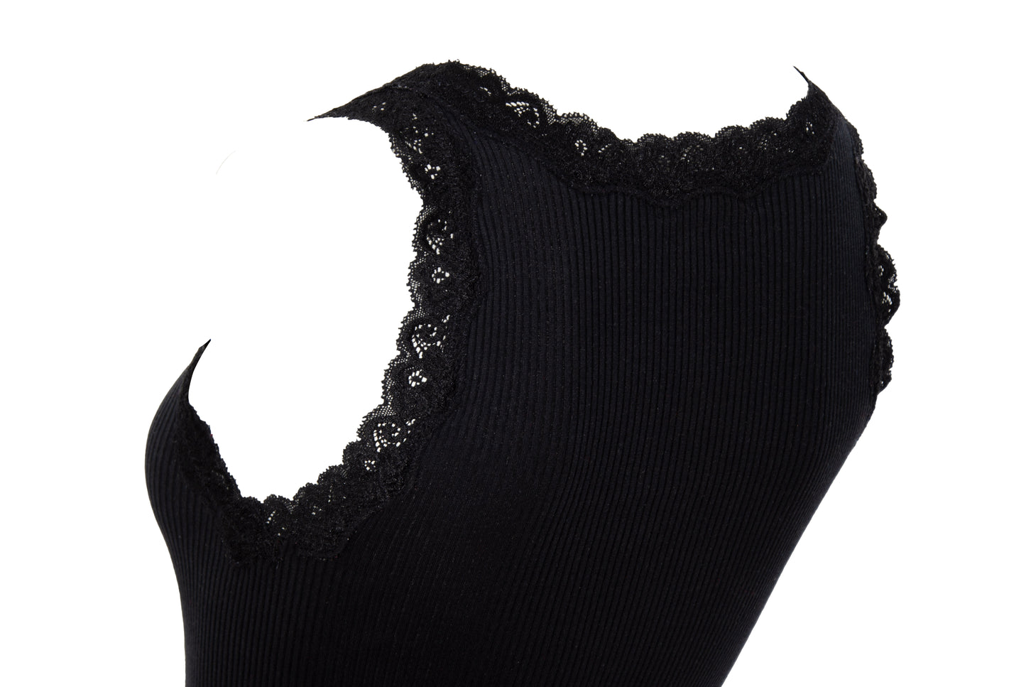 90s silk and cotton plunging neckline lace trim sleeveless top