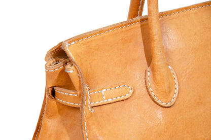 Vintage Japanese brand cognac leather bag - Made in Japan