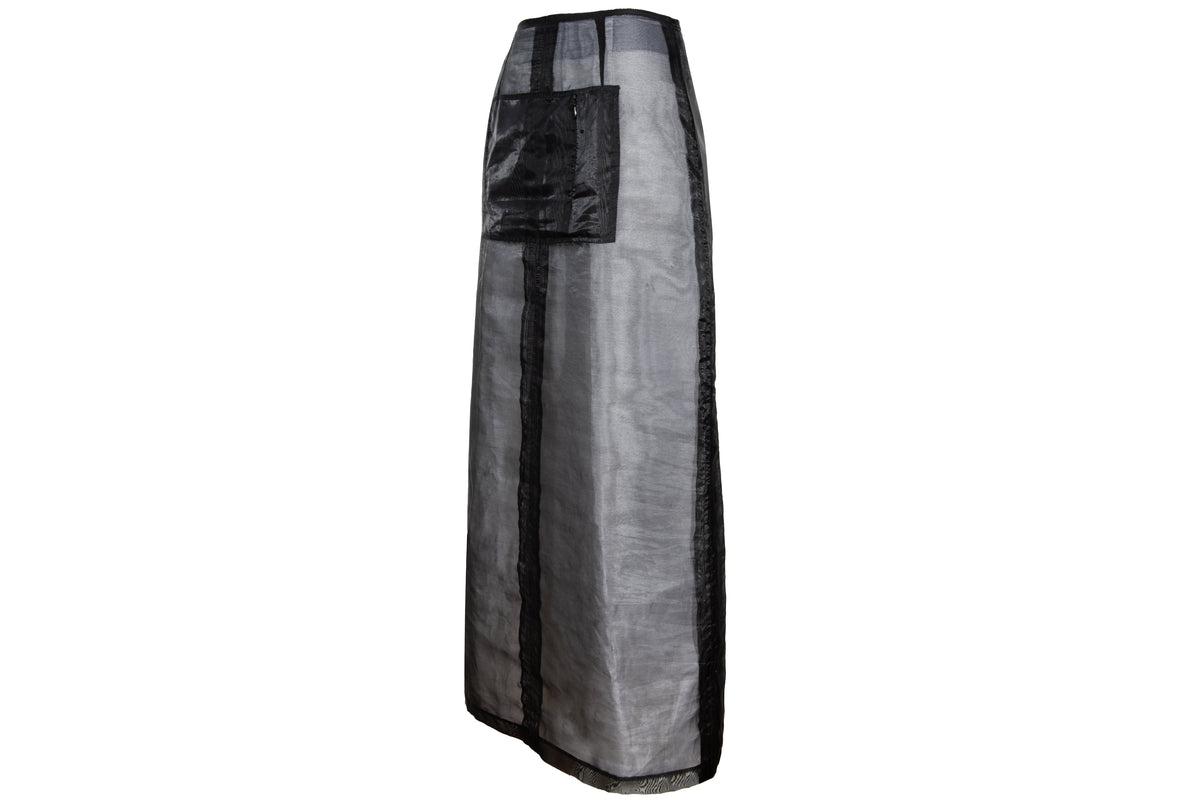 F/W 2000 Amaya Arzuaga linen blenc sheer cargo pocket skirt - Made in Spain