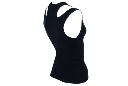 Vintage Marcel Marongiu minimalist black sleeveless top with split shoulder straps