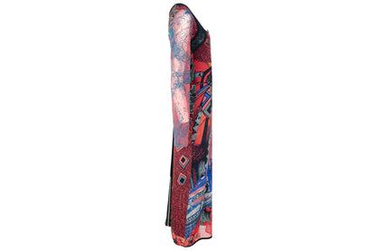 2000s Save The Queen abstract colorful print maxi dress - Made in Italy - M