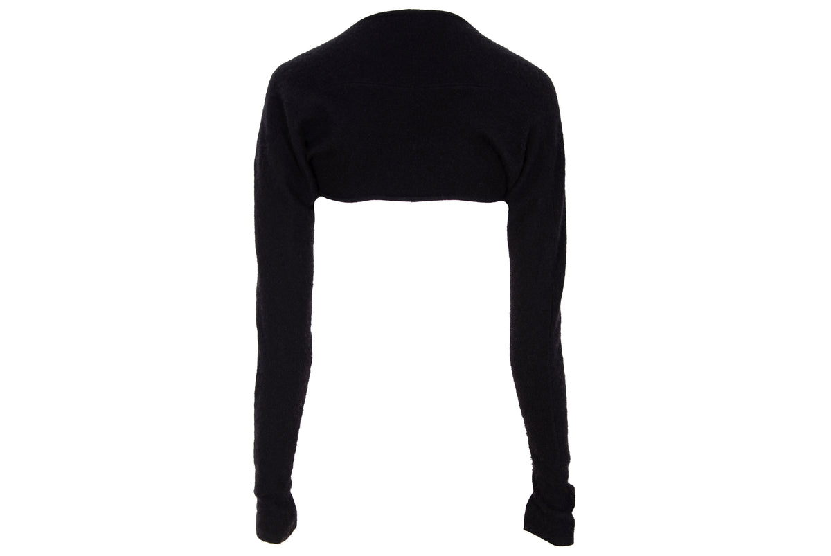 Vintage black cashmere cropped extra long sleeves bolero - Made in Italy