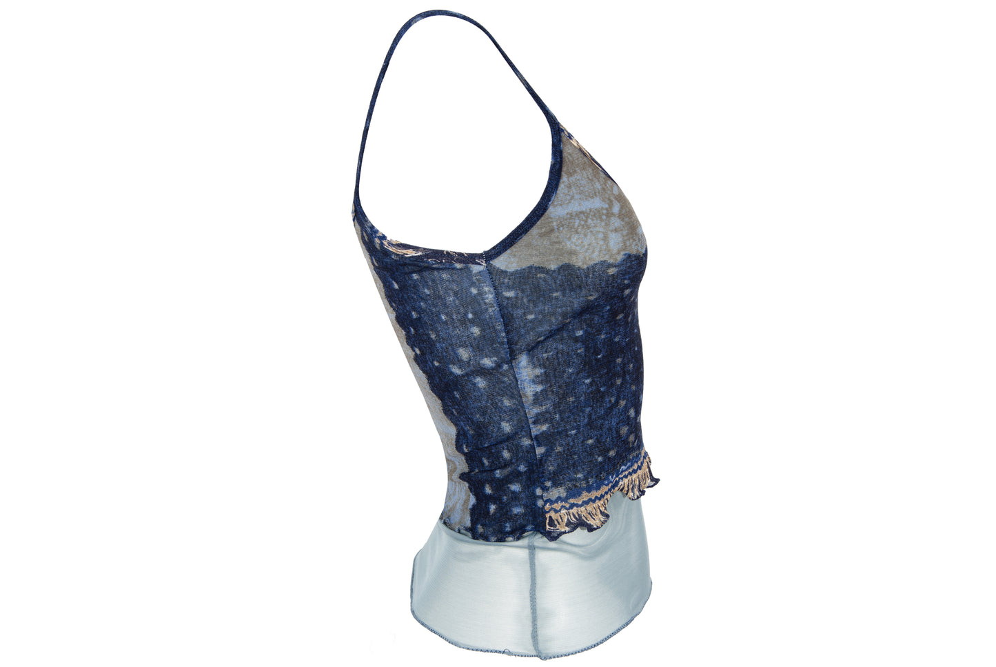 90s sheer mesh camisole - Italian designer sleeveless printed mesh top - Made in Italy