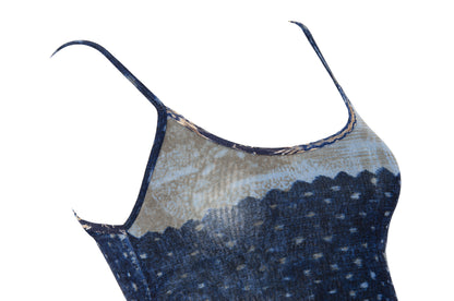 90s sheer mesh camisole - Italian designer sleeveless printed mesh top - Made in Italy