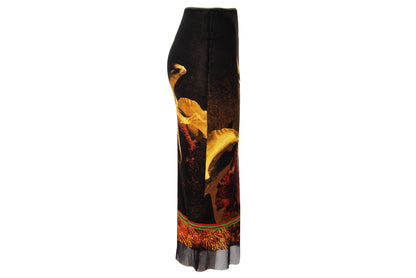 90s Italian brand sheer mesh orchid flower print skirt - Made in Italy