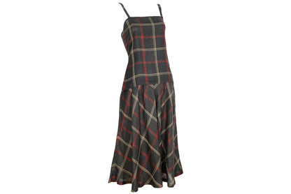 Vintage linen checkered two piece top and skirt set / Made in Italy