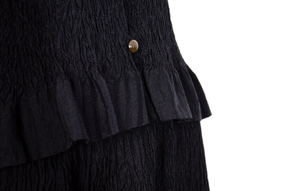 Vintage Akihiko Izukura silk permanent pleats shirt and skirt two piece set