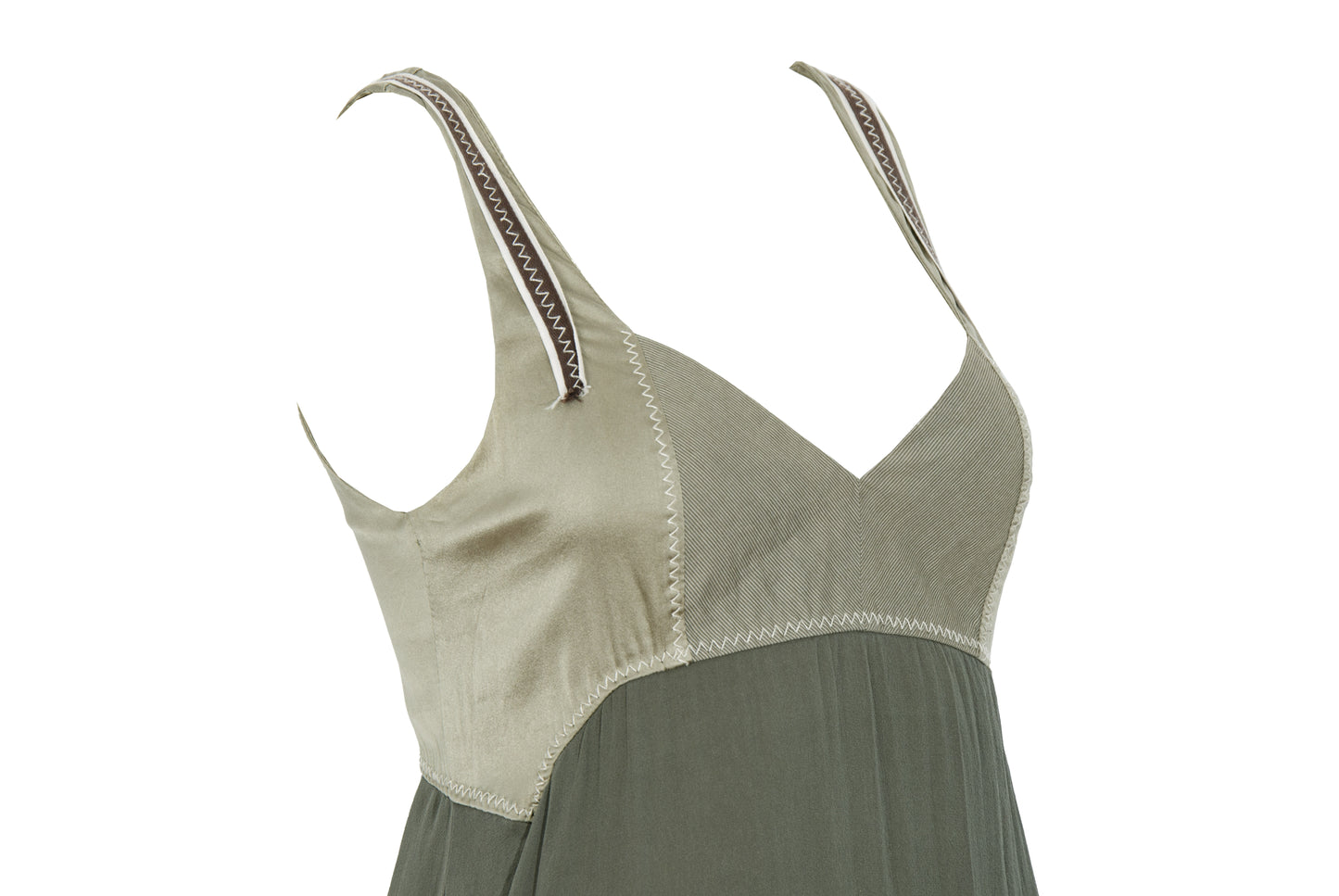 2000s Italian brand silk empire waist dress with lace trim - Made in Italy