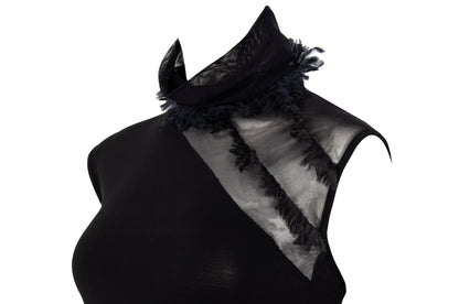 2000s Gianfranco Ferré black sheer mesh high neck sleeveless top