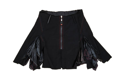 2000s Marithé + François Girbaud asymmetrical pleats zip front black skirt