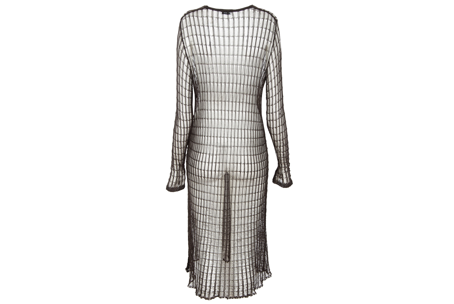 Vintage Dries Van Noten sheer open knit long sleeve brown dress