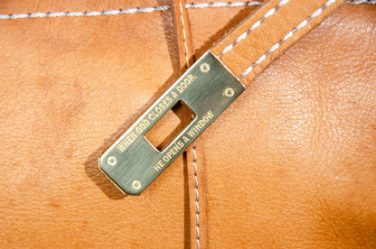 Vintage Japanese brand cognac leather bag - Made in Japan