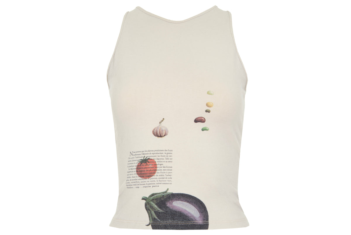 Vintage Cop Copine botanical vegetable print sleeveless tank top - Y2K early 2000s