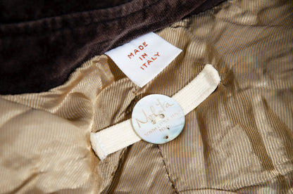 2000s Nolita brown velvet fitted cropped jacket with studded embroidered back - Made in Italy