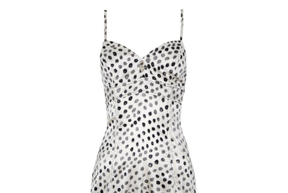 2000s Italian designer silk polka dot spaghetti straps midi dress - Made in Italy