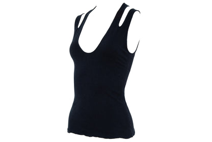 Vintage Marcel Marongiu minimalist black sleeveless top with split shoulder straps
