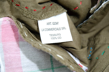 2000s Gaetano Navarra olive ruffled mini skirt with embroideries and decorative stitching