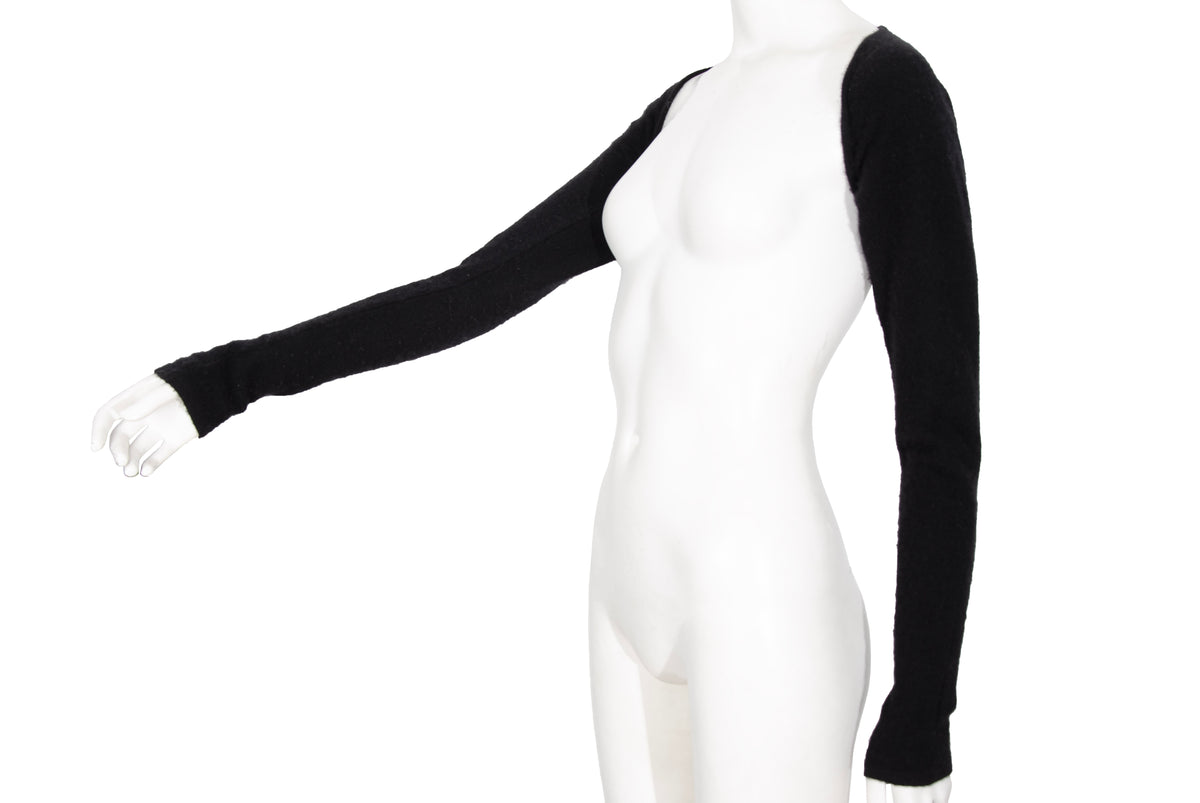 Vintage black cashmere cropped extra long sleeves bolero - Made in Italy