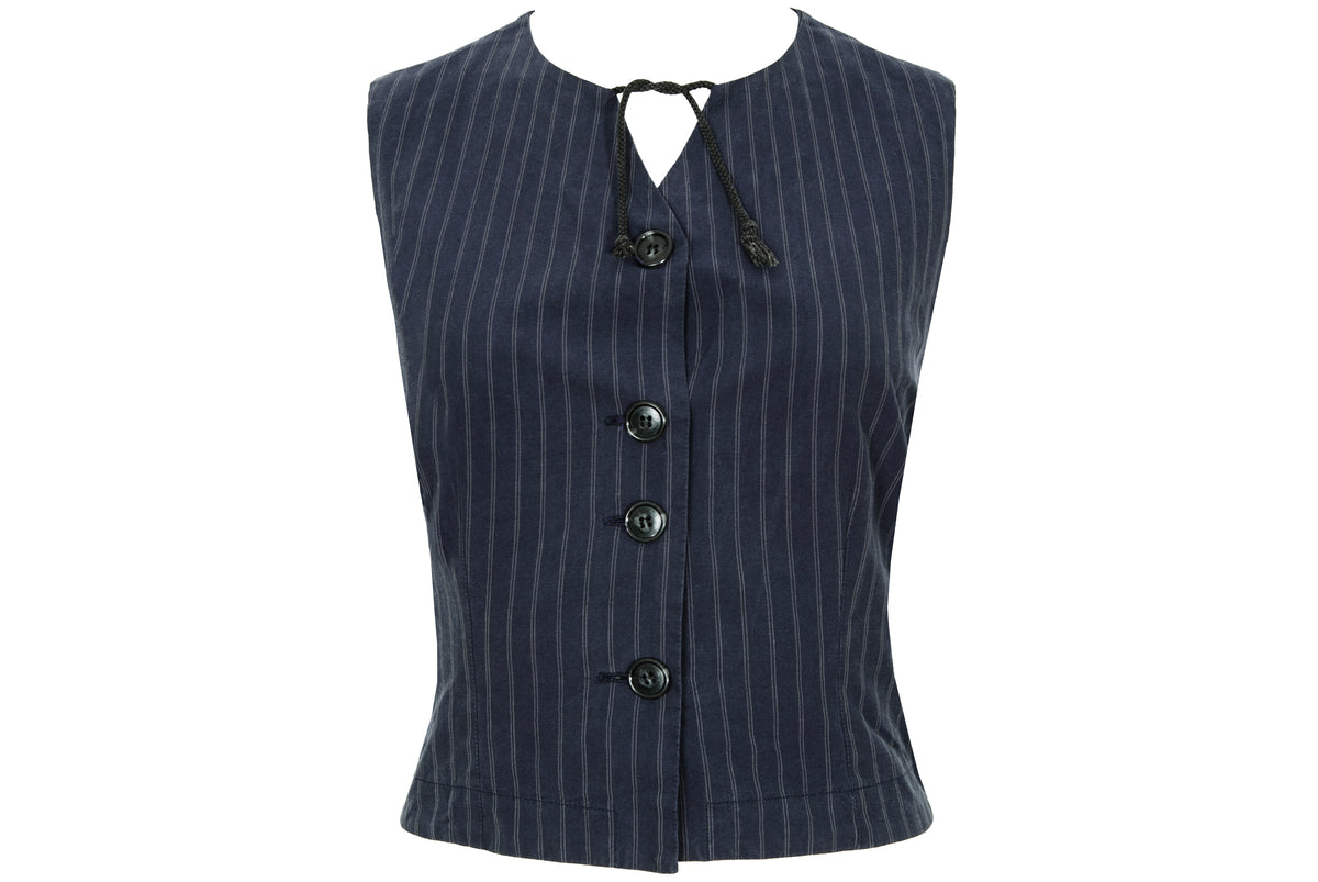 90s Marcel Marongiu pinstripe waistcoat - 100% cotton - Made in France