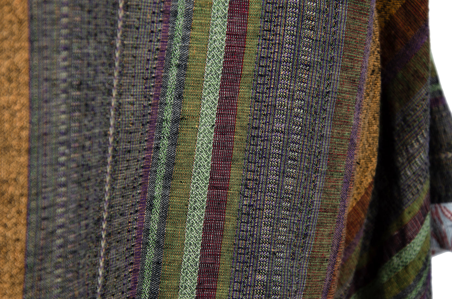 Vintage handwoven linen striped wide sleeves kimono inspired jacket - Made in Italy