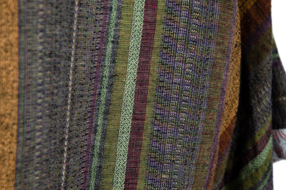 Vintage handwoven linen striped wide sleeves kimono inspired jacket - Made in Italy