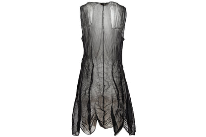 90s French brand permanent pleats sheer mesh sleeveless tunic