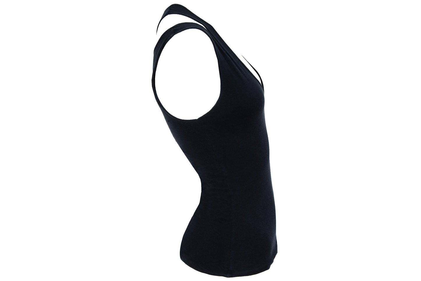 Vintage Marcel Marongiu minimalist black sleeveless top with split shoulder straps