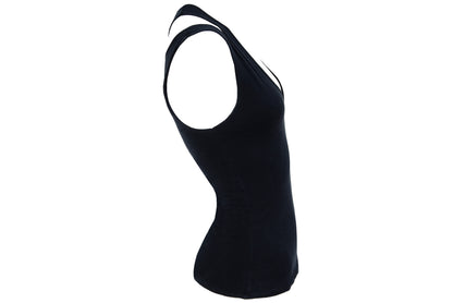Vintage Marcel Marongiu minimalist black sleeveless top with split shoulder straps