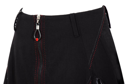 2000s Marithé + François Girbaud asymmetrical pleats zip front black skirt
