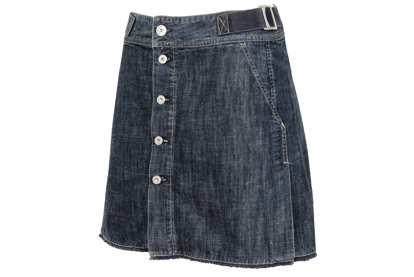 2000s Marithé + François Girbaud technical button front denim mini skirt with buckle details