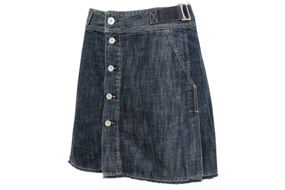 2000s Marithé + François Girbaud technical button front denim mini skirt with buckle details