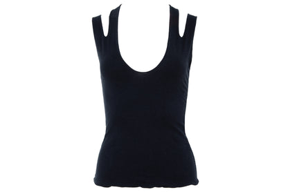 Vintage Marcel Marongiu minimalist black sleeveless top with split shoulder straps