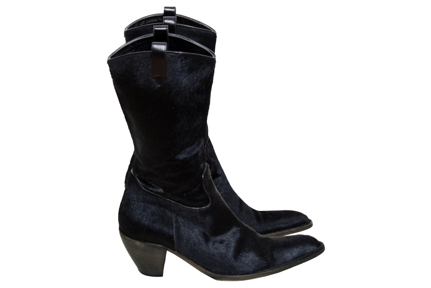 Vintage Italian black pony hair western boots - Genuine leather – Made in Italy