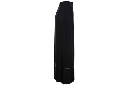 1990s Corinne Sarrut black maxi skirt with side button fastening and satin ribbon detailing