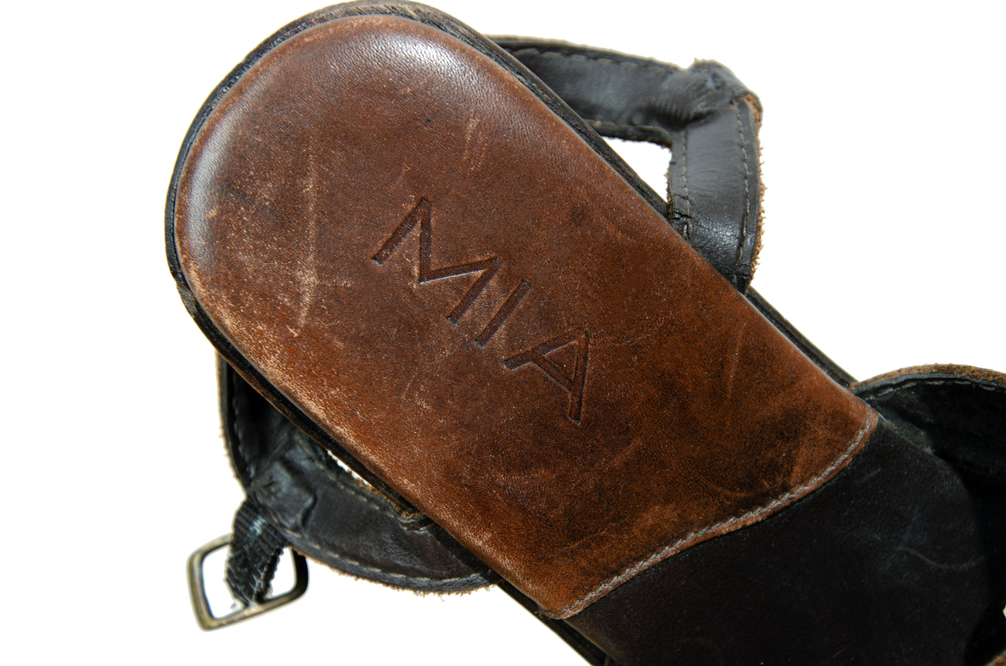 90s Mia brown leather wood split sole chunky platform clogs - Made in Brazil