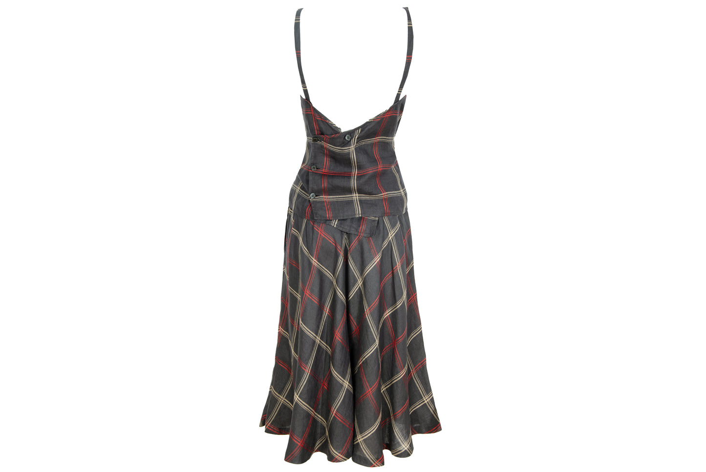 Vintage linen checkered two piece top and skirt set / Made in Italy