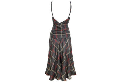 Vintage linen checkered two piece top and skirt set / Made in Italy