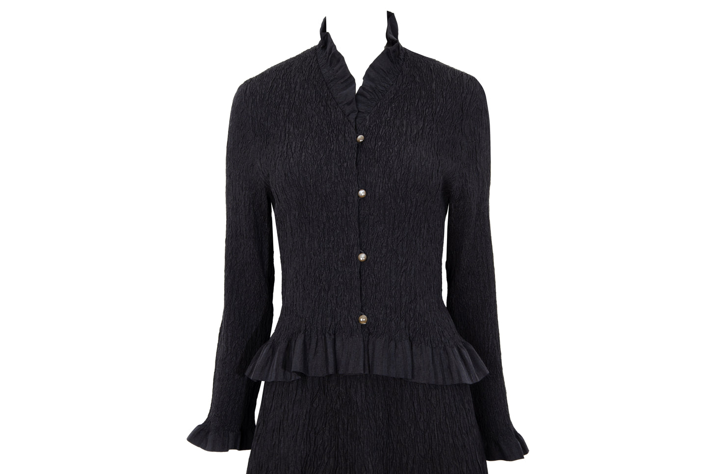 Vintage Akihiko Izukura silk permanent pleats shirt and skirt two piece set