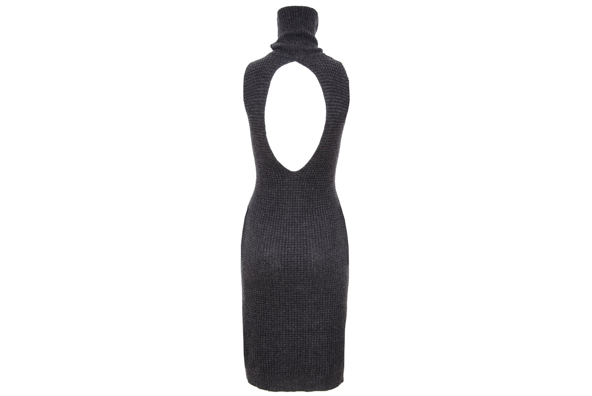 Vintage Italian brand cashmere blend knit open back sleeveless dress - Made in Italy